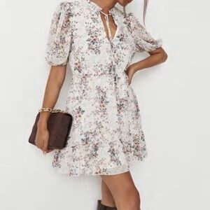 Missguided Multicolor Floral Dress with Puff Sleeves